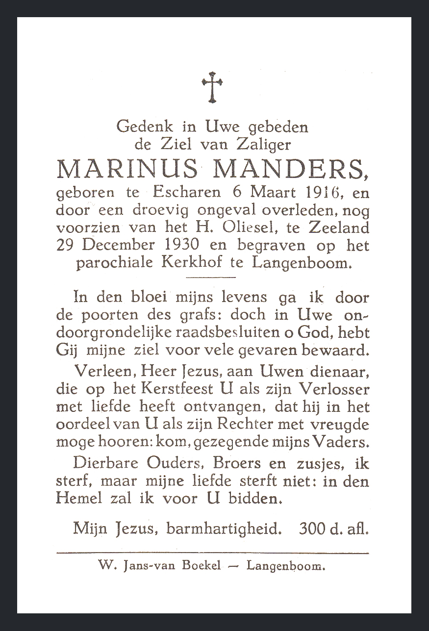 Bidprentje Marinus Manders